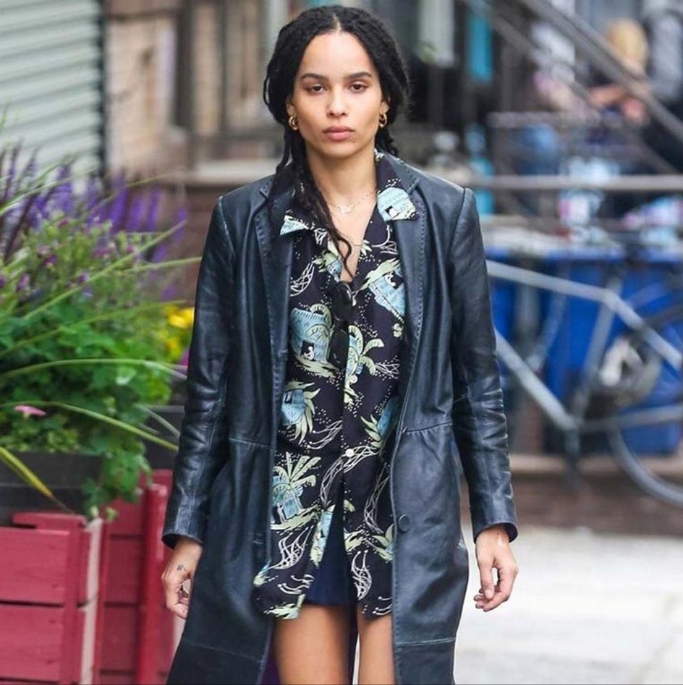 XL black leather trench coat